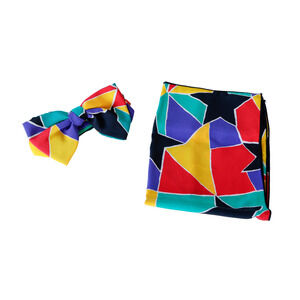 VTG Mr Night Tie' M Star Abstract Bow Tie Pocket Square Set Wedding Tuxedo BOX